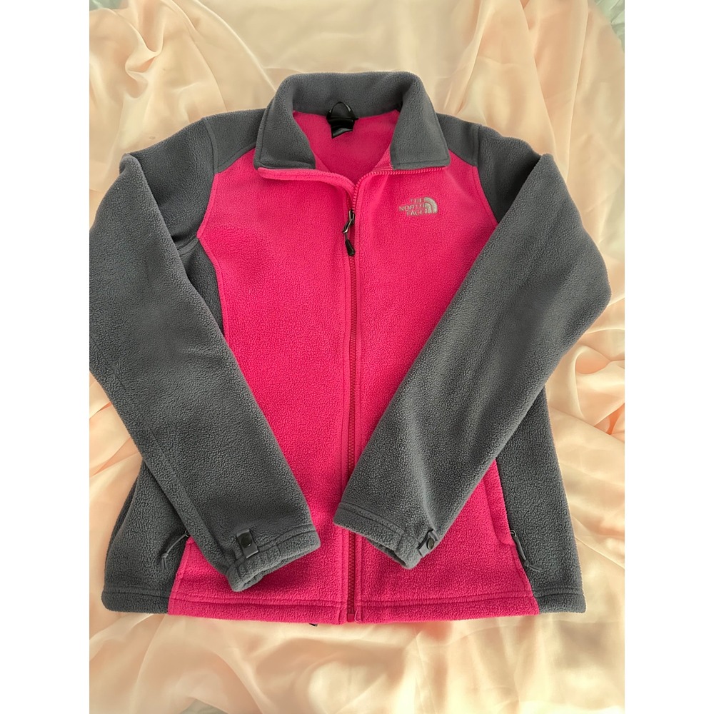 The North Face Womens TKA 100 Full Zip Fleece Jacket Pink Gray Medium